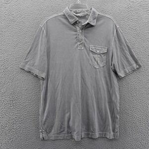 Tommy Bahama Polo Shirt Sz M Gray Men Cotton Tencel Pocket Island Crafted Casual
